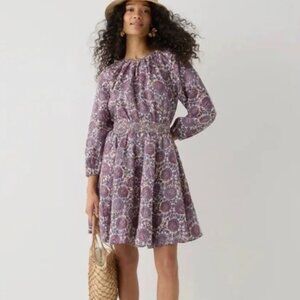 NWT J.Crew Palermo Smocked-Waist Mini Dress Floral Bouquet Linen XS $168